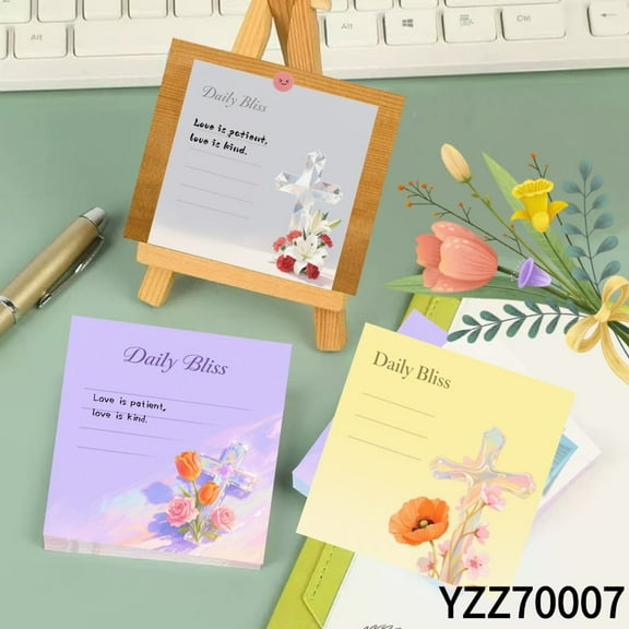 Cross-Inspired ‘Daily Bliss’ Notepads for Every Day3.54x3.54" Avocado Message Cards -100 Pcs Sticky Notes   100 Various Emoticon Stickers, Notepads for Creative Mini Cards for Home Office Decor