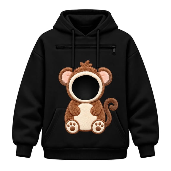 DHFJKG Women's Huggie Dog Hoodie With Pet Pouch Cute Animal Graphic Cat Holder Zipper Pocket Carries Sweatshirt