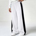 thumbnail image 5 of HAOTAGS Girls Sweatpants (5-15) Wide Leg Elastic Waist Pockets Side Stripe Track Pants White Size 11, 5 of 9