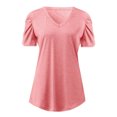 thumbnail image 4 of Women's T Shirt V Neck Sexy Short Sleeve Solid Color Casual Everyday Occasions, 4 of 4