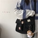 thumbnail image 4 of Bolso Cruzado para Mujer Insignias Lona Japonesa Mensajero (colgante Gato Negro), 4 of 7