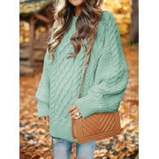 MOSHU Oversized Sweaters for Women Cable Knit Chunky Pullover Sweater