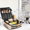 thumbnail image 5 of FORMRS Travel Makeup Bag Large Capacity Train Case Cosmetic Organizer with Adjustable Dividers, Beige Rainbow, 5 of 8