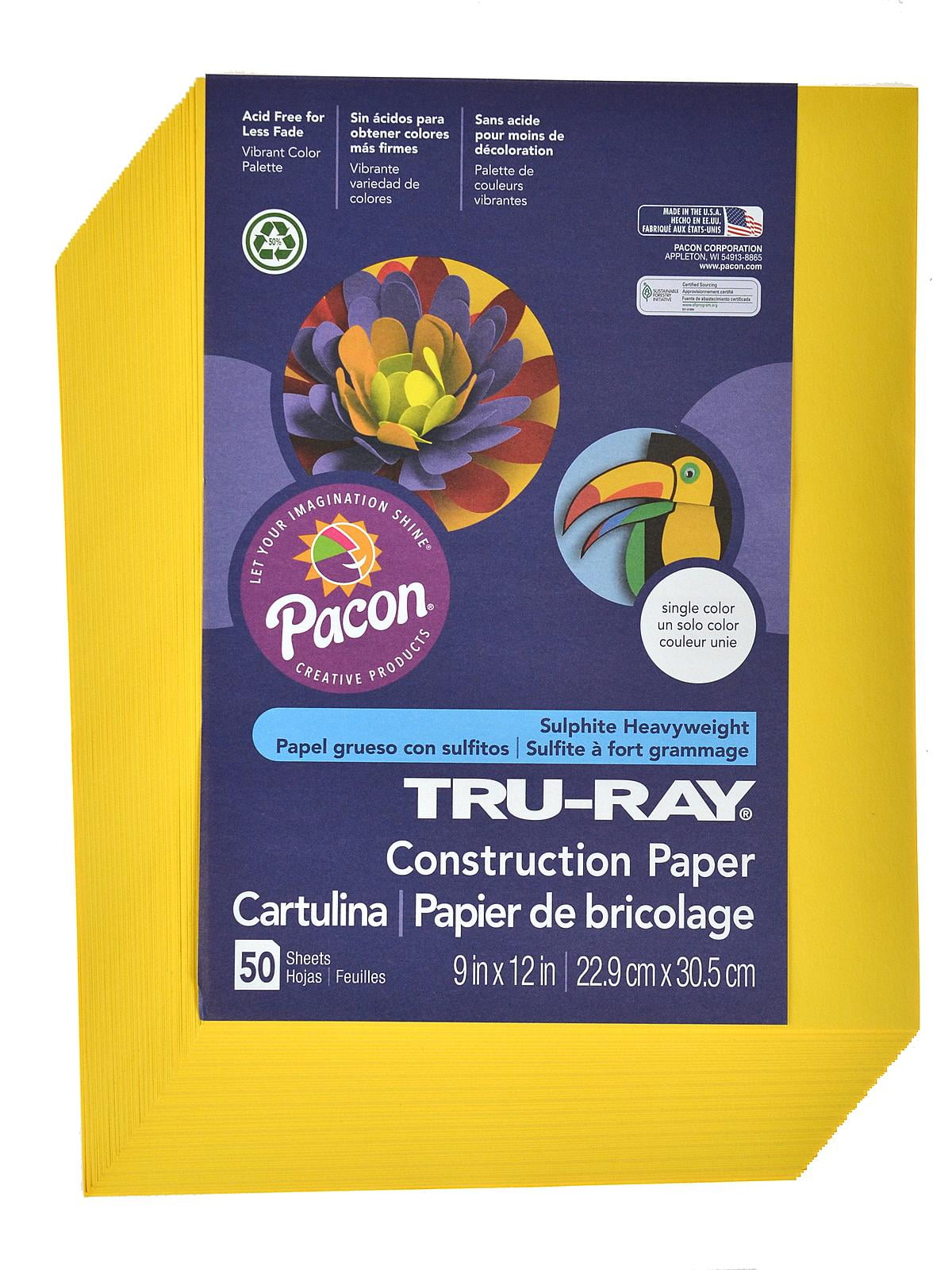 Sulphite Construction Paper yellow, 9 in. x 12 in., 50 sheets (pack of 6)