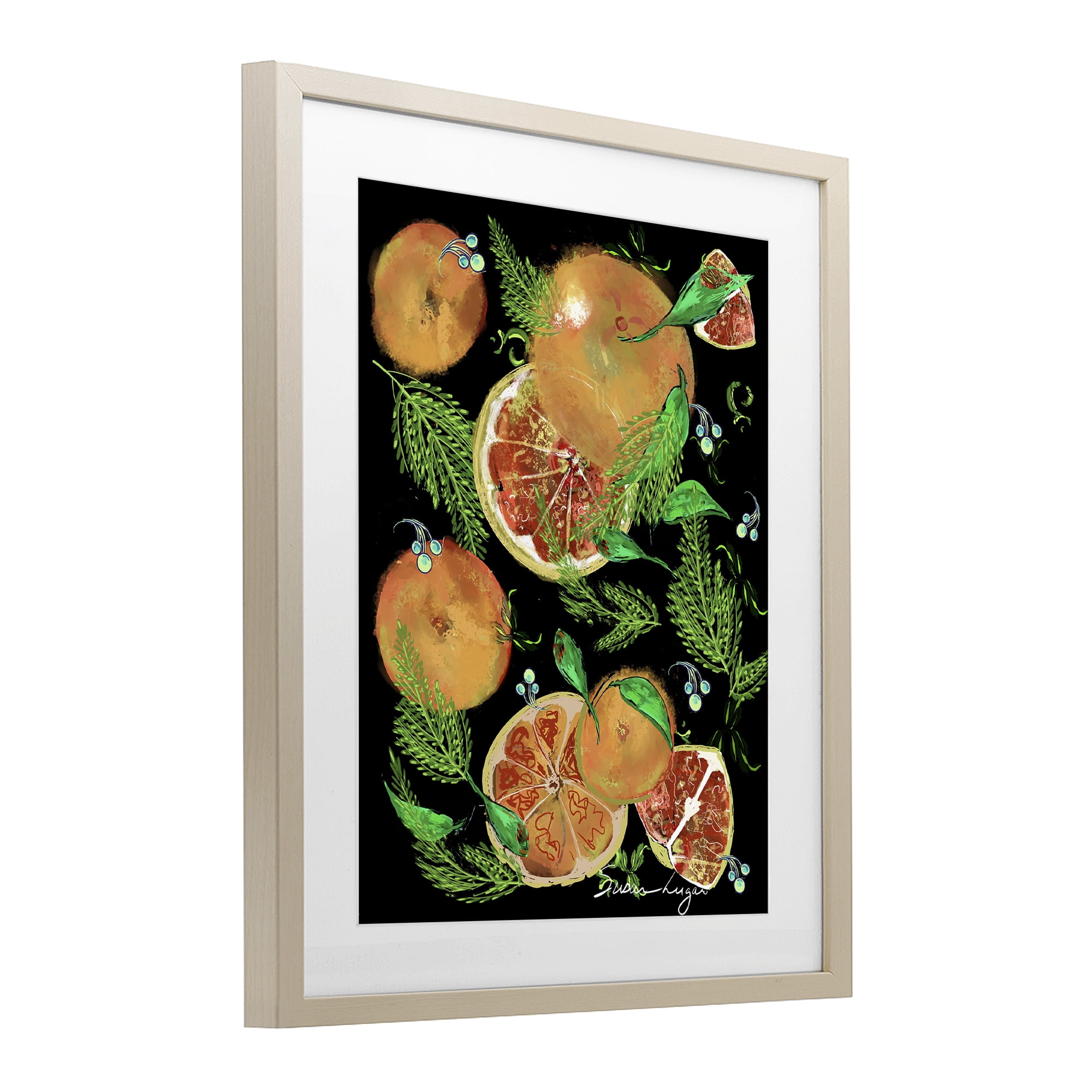 Stupell Industries Grapefruit & Ferns Medley Birch Framed Print Under Glass, design by Susan Lugar