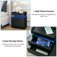 thumbnail image 4 of Hommpa Modern LED Nightstand High Gloss 2 Drawer Bedside Table for Bedroom Furniture Black Nightstands, 4 of 12