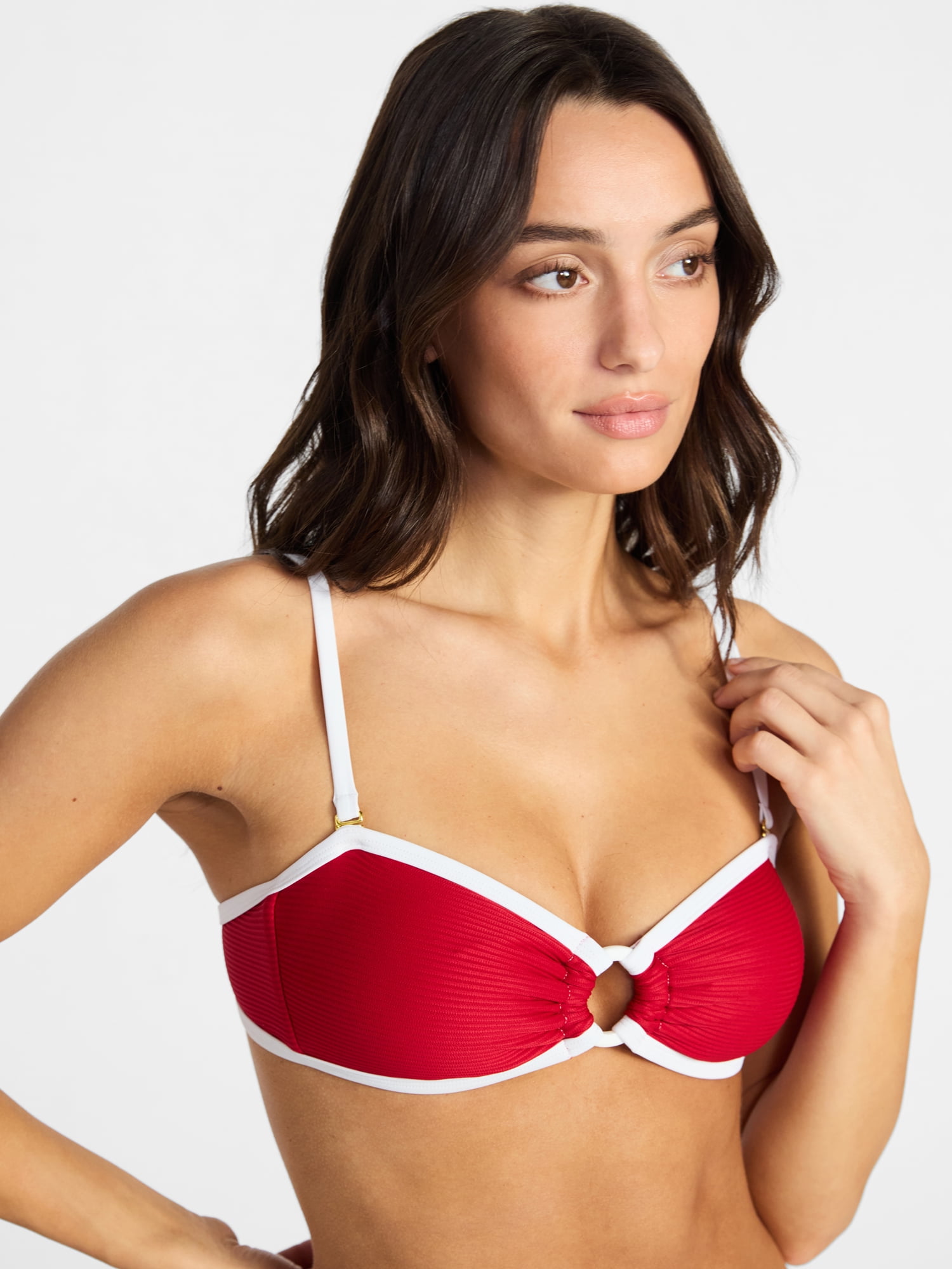 Time and Tru Women's and Women's Plus Size Go Time Strapless Bandeau Bikini Top with O-Ring, Sizes XS-3X