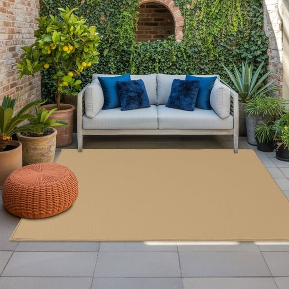 Beige Tan Indoor Outdoor Rugs 3x5 Ft, Light Brown Solid Background Autumnal Rustic Farmhouse Outdoor Patio Rugs Mat Washable Outside Area Rugs Carpet for Porch Deck RV Camping Pool Balcony Backyard