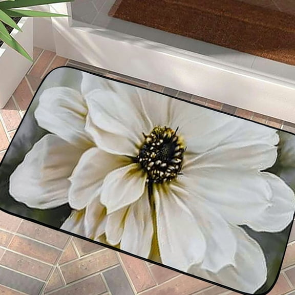 Pratyus Flowers Door Mats Non-Slip Entrance Mat for Home Outside Entry Recycled Rubber Burlap Felt UV Resistant Stain Resistant 19.68*39.37 in