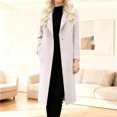 thumbnail image 2 of Peacoats For Women Winter Classic Notch Lapel Single Breasted Trench Coat Wool Blend Color: White Size: XXL, 2 of 4