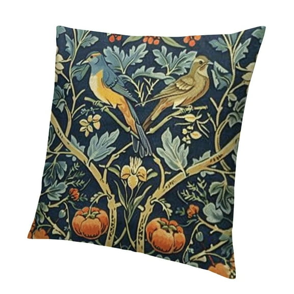 Blue Floral Bird Throw Pillow Covers Home Decor Pillow Case Square Tapestry Pattern Pillowcase Cushion Cover for Indoor/Outdoor Sofa Living Room Couch Bed