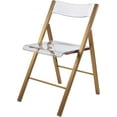 thumbnail image 4 of LeisureMod Transparent Acrylic Folding Chair, Lightweight Iron Chrome Base Comfortable Clear Desk Chair, No Assembly Needed (Set of 2) in Brushed Gold, 4 of 7