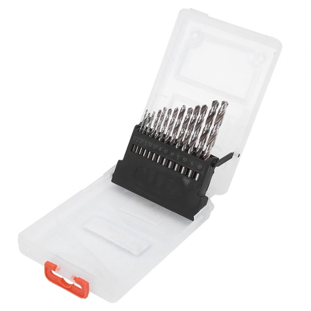 Juego de brocas de 13 piezas, vástago recto de acero de alta velocidad blanco de tierra completa de 1,5 mm a 6,5 mm