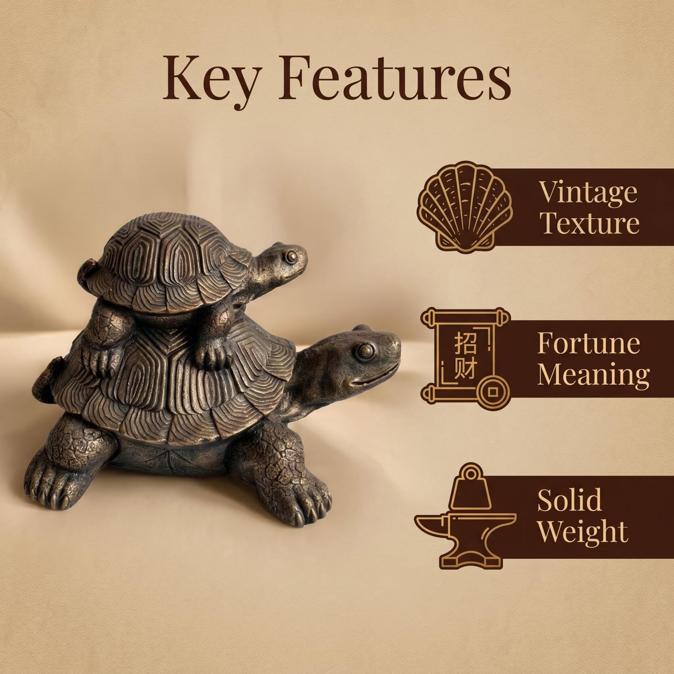 GDF Studio Stacked Turtle Resin Indoor/Outdoor Guardian Statue, Weather-Resistant Decor Figurine for Garden & Courtyard