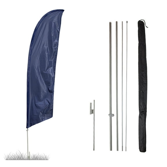 Vispronet - Dark Blue Solid Feather Flag Kit - 13.5ft Knitted Polyester Swooper Flag with Pole Set and Ground Spike - Dyed in The USA