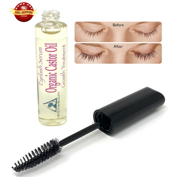 Castor Oil Stimulate Eyelash Enhancer & Beautiful Eyebrows, Fuller Eyelashes Cold Pressed Organic 100% Pure Hexane Free Brow Treatment in Mascara Tube 0.34 OZ