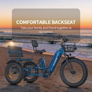 Zycle Z700 Electric Trike for Adults, 750W Rear Motor Electric Trike with Passenger Seat, 20AH 48V, 2 Seater Electric Tricycle, Parking Brake, Differential