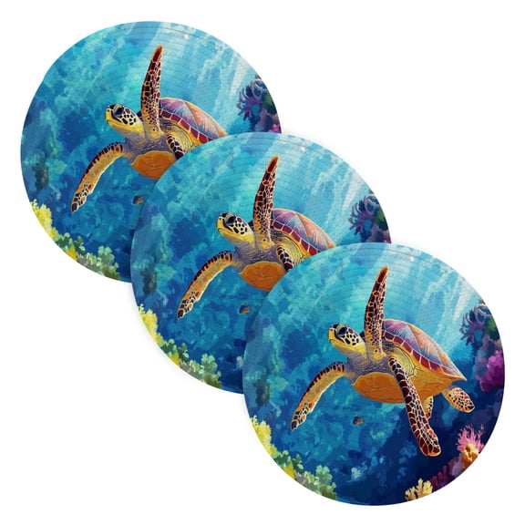 BZSMCE Mats for Pots,Pans Place Turtles Plainting Simple Style Pattern Pot Mats
