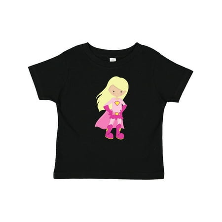 

Inktastic Superhero Girl Blonde Hair Cute Girl Pink Cape Gift Baby Girl T-Shirt