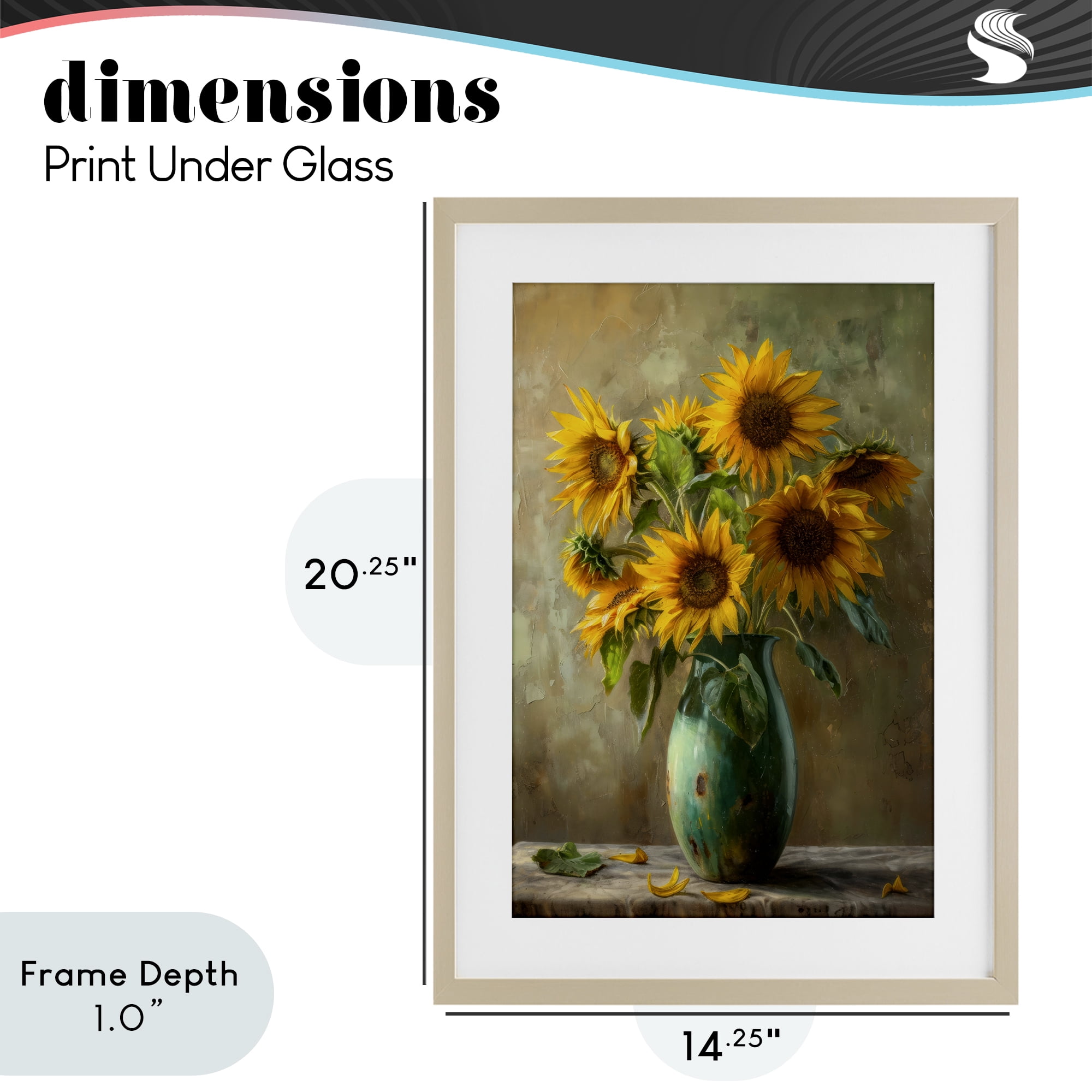 Stupell Industries Moody Sunflower Vase Birch Framed Print Under Glass, design by Creative Studio