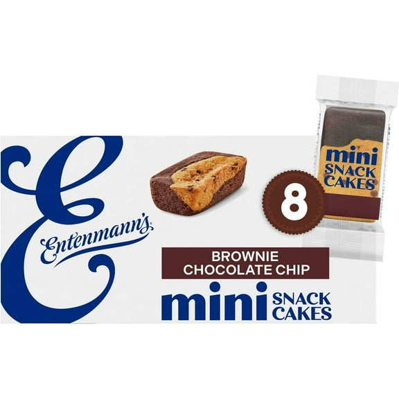Pack of 2 Entenmann's Mini Brownie Chocolate Chip Snack Cakes, 8 ct (Package May Vary)