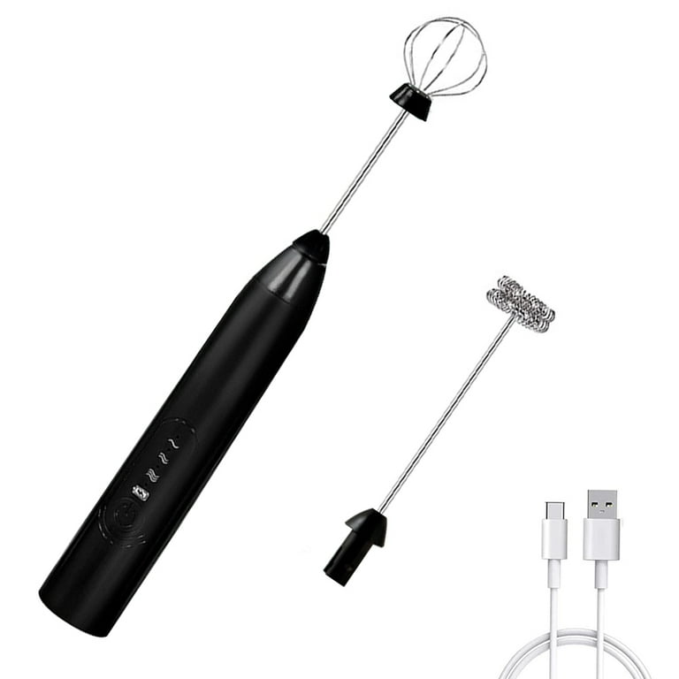 Whisk Milk Frother, Rechargeable Handheld Electric Whisk Coffee Frother  Mixer with 2 Stainless Whisks, Milk Foam Maker