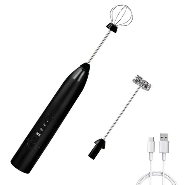 Fouet Mousseur à Lait, Fouet Électrique Rechargeable à Main pour Café avec 2 Fouets en Acier Inoxydable, Mousseur à Lait