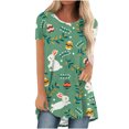 thumbnail image 1 of Blusa de manga corta con estampado de cuello redondo informal para mujer a la moda, Tops de verano OAVQHLG3B Store lin121212, 1 of 3