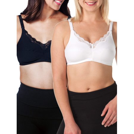 Majamas New Nursing Clothes Loving Moments by Leading Lady Maternity to Nursing Wirefree Bra 2 Pack, Style L347 ()