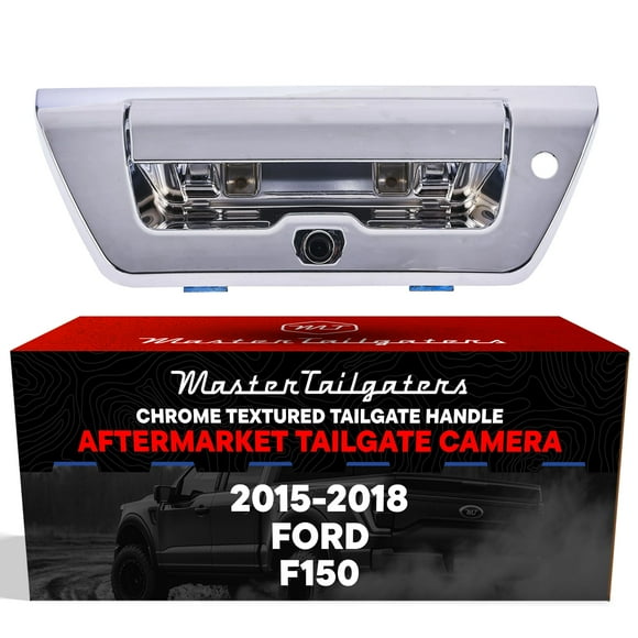 Master Tailgaters Chrome Tailgate Handle with Backup Camera Replacement for Ford F150 (2015-2018) | IP68 Waterproof | Parking Grid Lines Available | Easy to Install