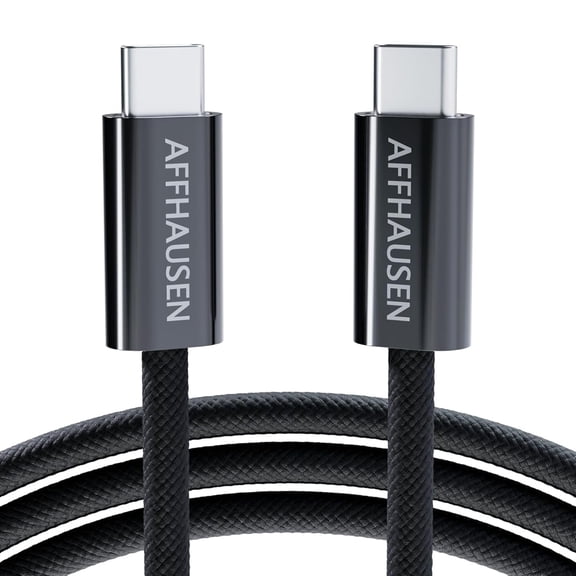 AFFHAUSEN USB C to USB C Cable 7ft Braided Black, 240W Fast Charging, 480Mbps, Nylon Braided USB-C Cord for MacBook Pro/Air, iPad Pro, Dell XPS, Samsung Galaxy S25, Laptops