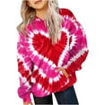 thumbnail image 2 of Goindgs Hoodie Sweatshirts for Kids Boy Girl Tie Dye Heart Printed Cute Valentines Days Crew Neck Drop Shoulder Loose Holiday Tops Hooded Sweatshirts Child Tops Pink-2-3 T, 2 of 5