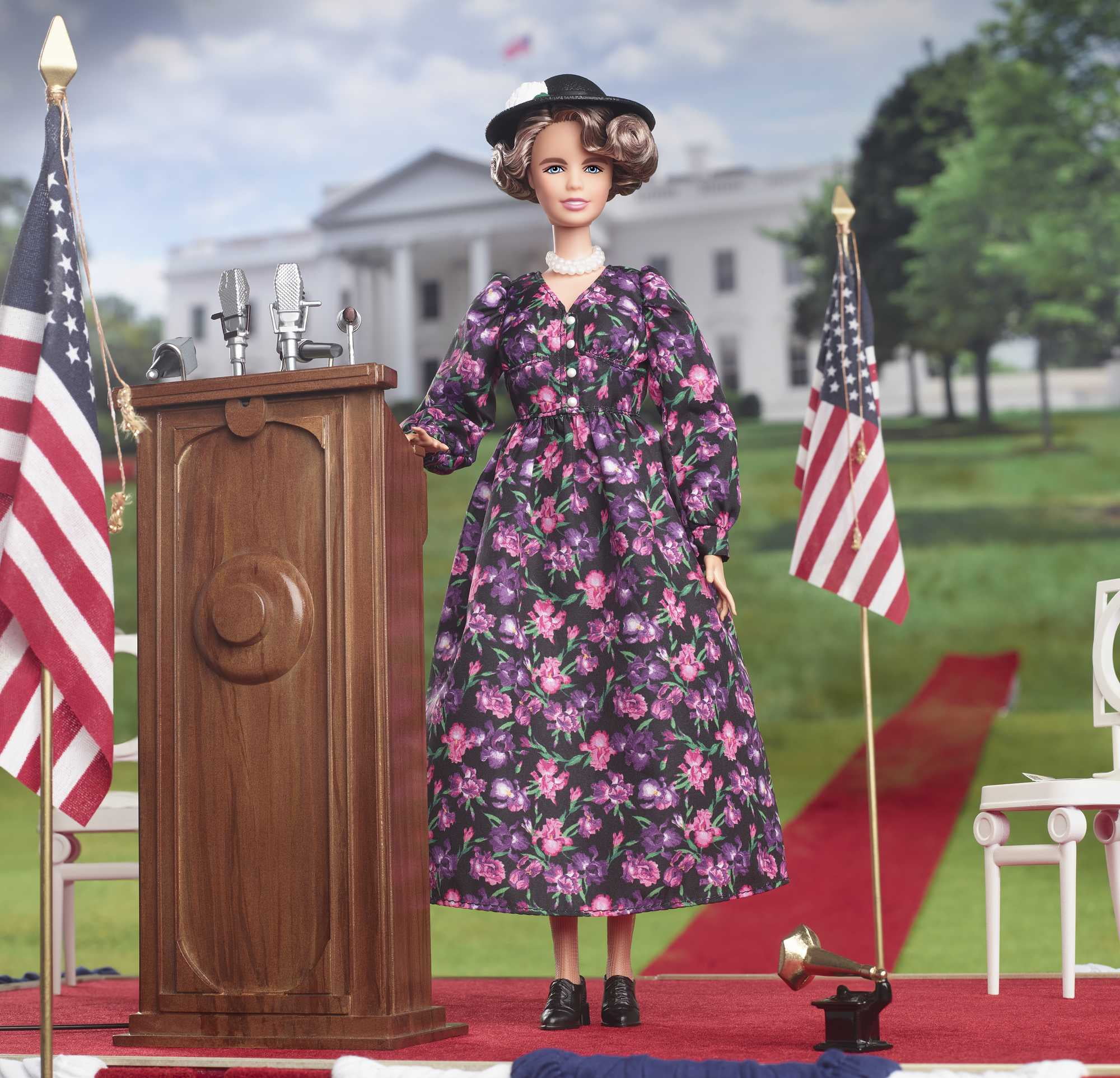 Barbie Inspiring Women Eleanor Roosevelt Collectible Doll in Iris-Printed Floral Dress