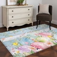 thumbnail image 4 of Easter Eggs 3'x5' Washable Rug, Spring Daisy Eucalyptus Leaves Light Blue Wood Non-Slip Area Rugs for Entryway Kitchen Classroom, StainResistant Dorm Throw Carpet, Low Pile Soft Indoor Floor Mat, 4 of 9
