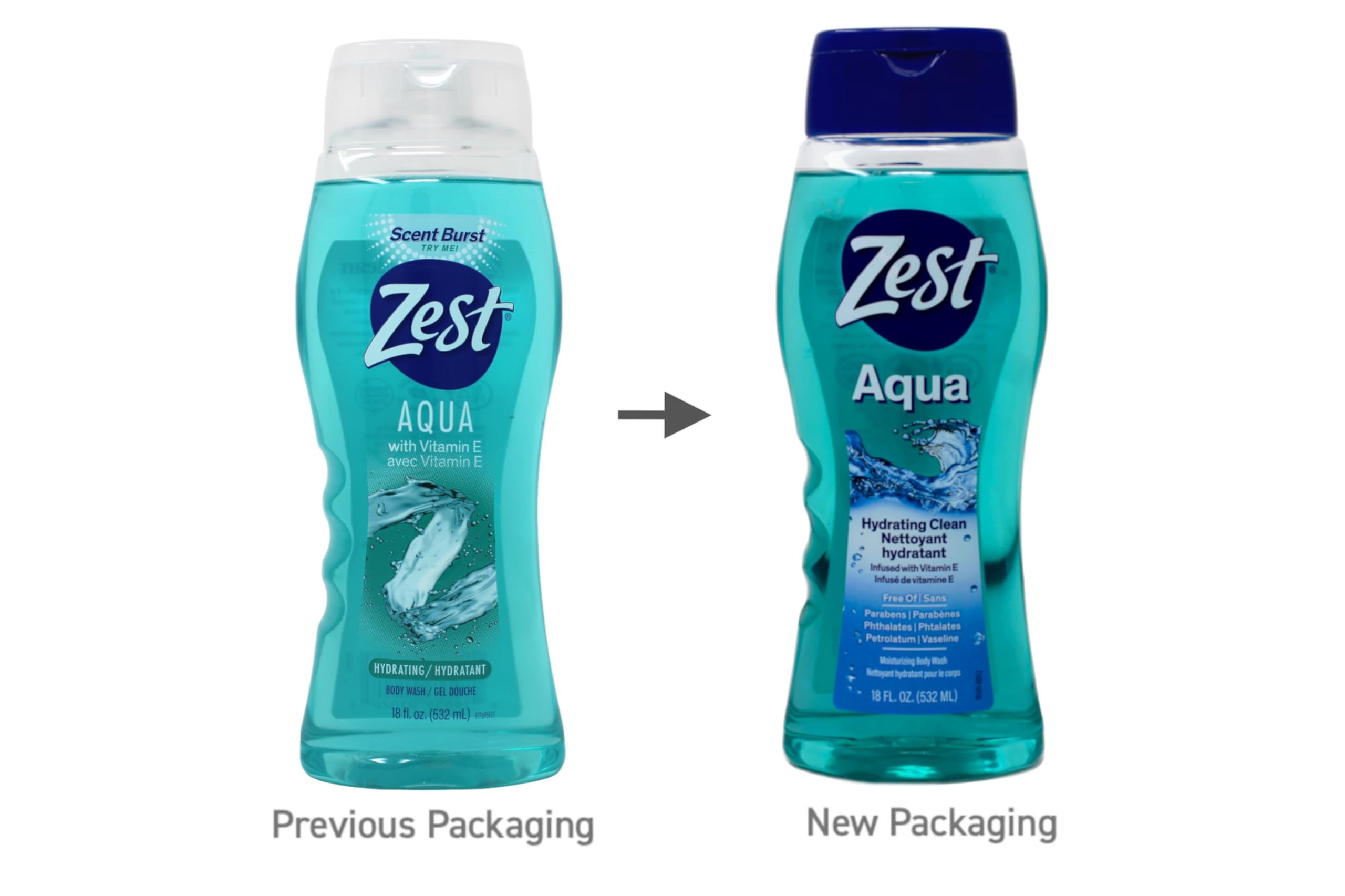 Zest Aqua Hydrating Body Wash, 18 Fl Oz (Pack Of 6) - Moisturizing & Refreshing Shower Gel, Easily Lathers For A Relaxing Bubble Bath - Foaming & Exfoliating Skin Cleanser For A Smooth & Clean Skin.