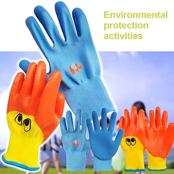 TELOLY 2026 New Kids Gardening Gloves for Age 4-13,Children Grippy Rubber Coated Garden Work Gloves,Nitrile Coated Toddler Garden Gloves for Childrens Little Girls Boys Youth,Small Size