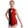 thumbnail image 6 of YiZYiF Kids Girls Jazz Latin Dance Dress Sequins Tassels Dancewear Figure Skating Gymnastics Leotard Red 10, 6 of 7