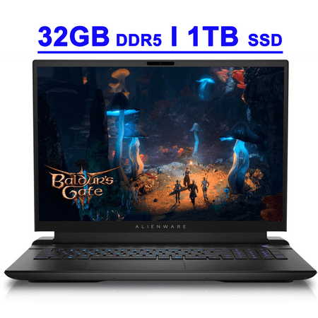 Dell Alienware M18 R2 Premium Gaming Laptop 18" WQXGA 2560x1600 165Hz 100% DCI-P3 G-SYNC Intel 24-Core i9-14900HX 32GB DDR5 1TB SSD GeForce RTX 4080 RGB Backlit Thunderbolt FHD IR Camera Win11