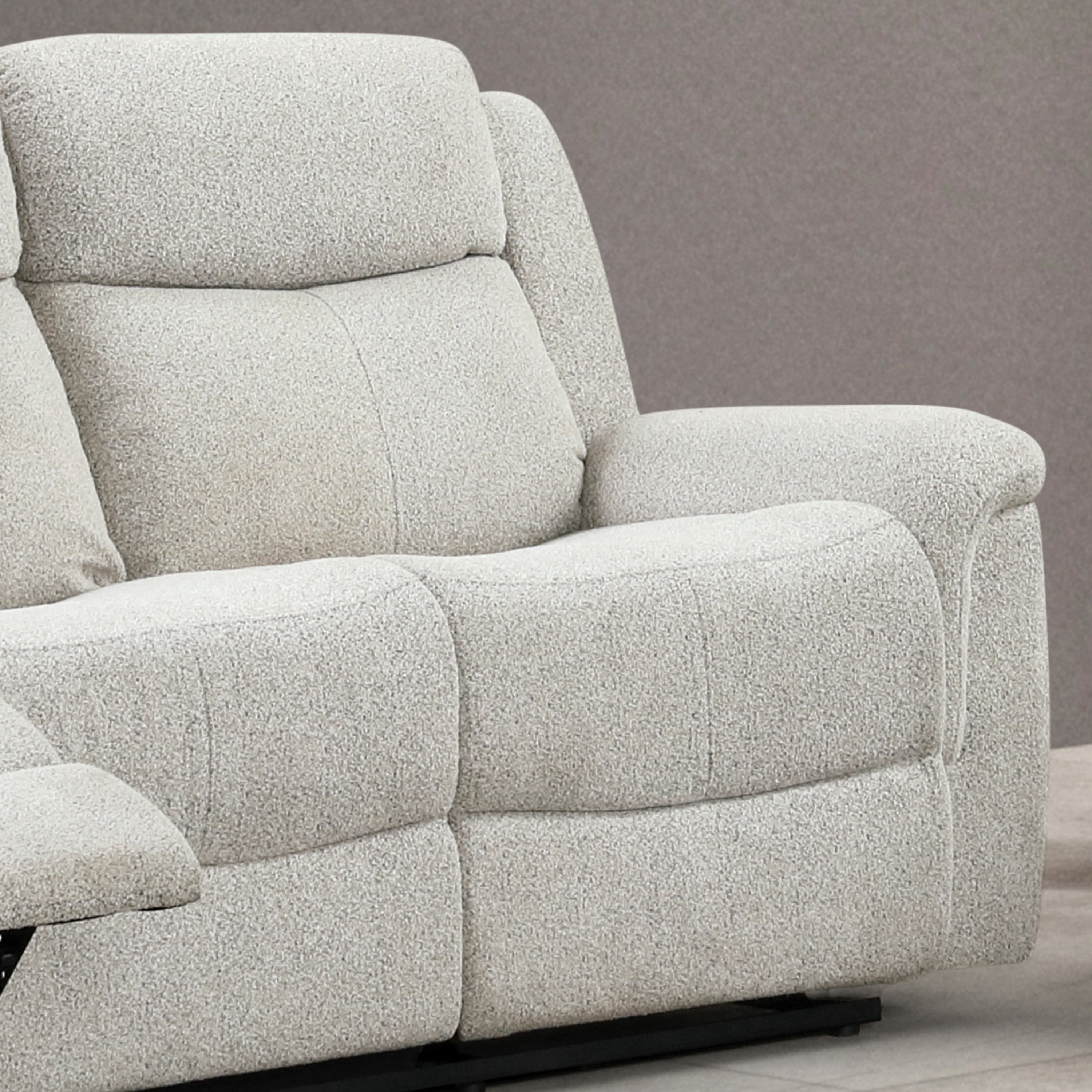 Furniture of America Paziel Modern Fabric Recliner Sofa, Light Gray