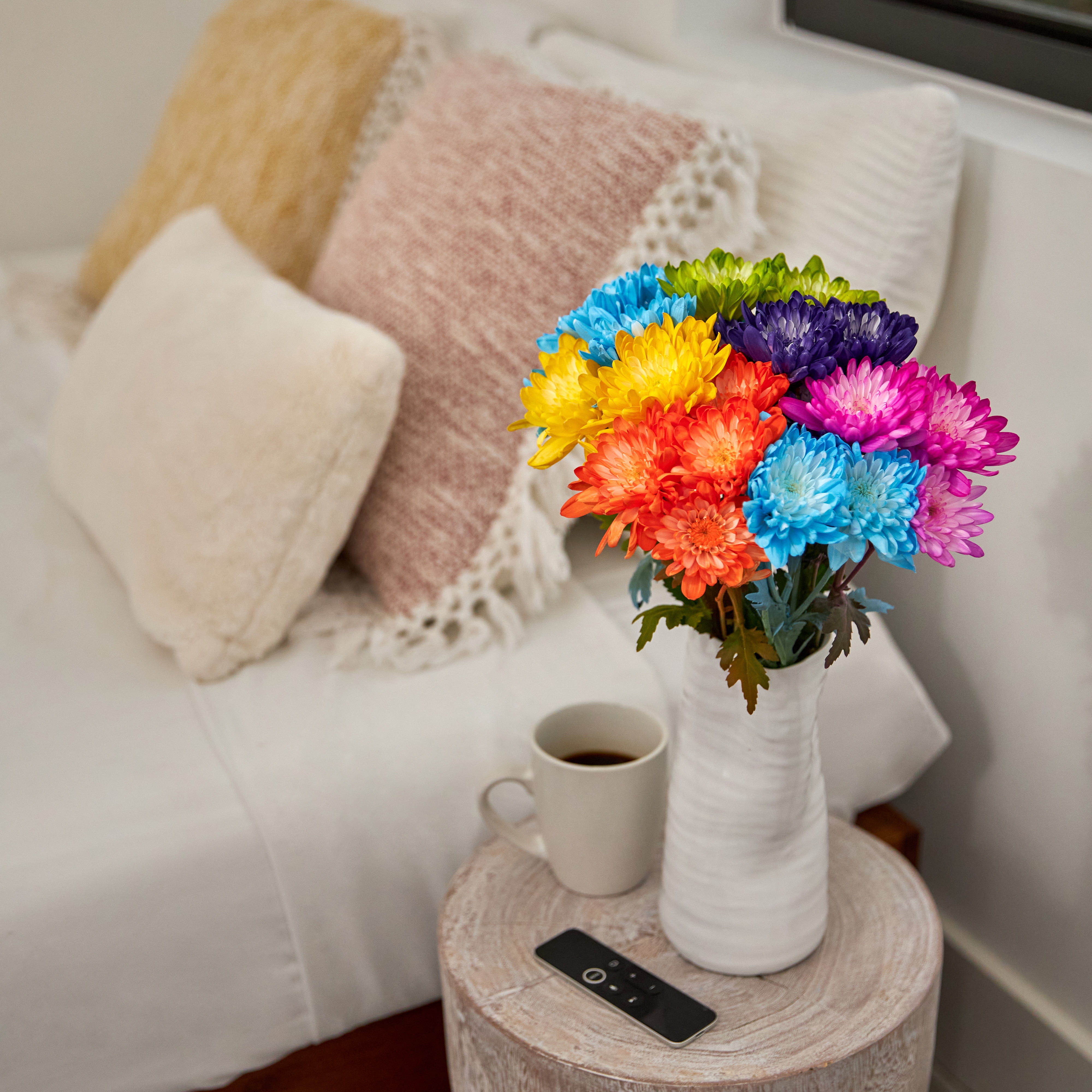Painted Cushion Poms Flower Bunch Small, Colors May Vary