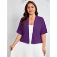 thumbnail image 5 of SHOWMALL Womens Plus Cropped Cardigan Open Front Shrug for Dresses Lightweight Bolero for Summer Purple 4X, 5 of 8
