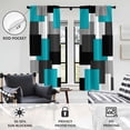 thumbnail image 3 of Teal and Black Window Curtain Turquoise Aqua White and Grey Gray Geometric Art Aesthetic Abstract Kids Boys Teen Living Room Bedroom Window Drapes Treatment Fabric 1 Pair, 42" W x 63" L, Modern, 3 of 6
