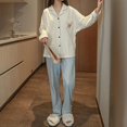 thumbnail image 4 of XXL Pijamas Mujer Primavera Y Otoño Algodón Manga Larga Fino Verano Cardigan Algodón Traje De Hogar, 4 of 5