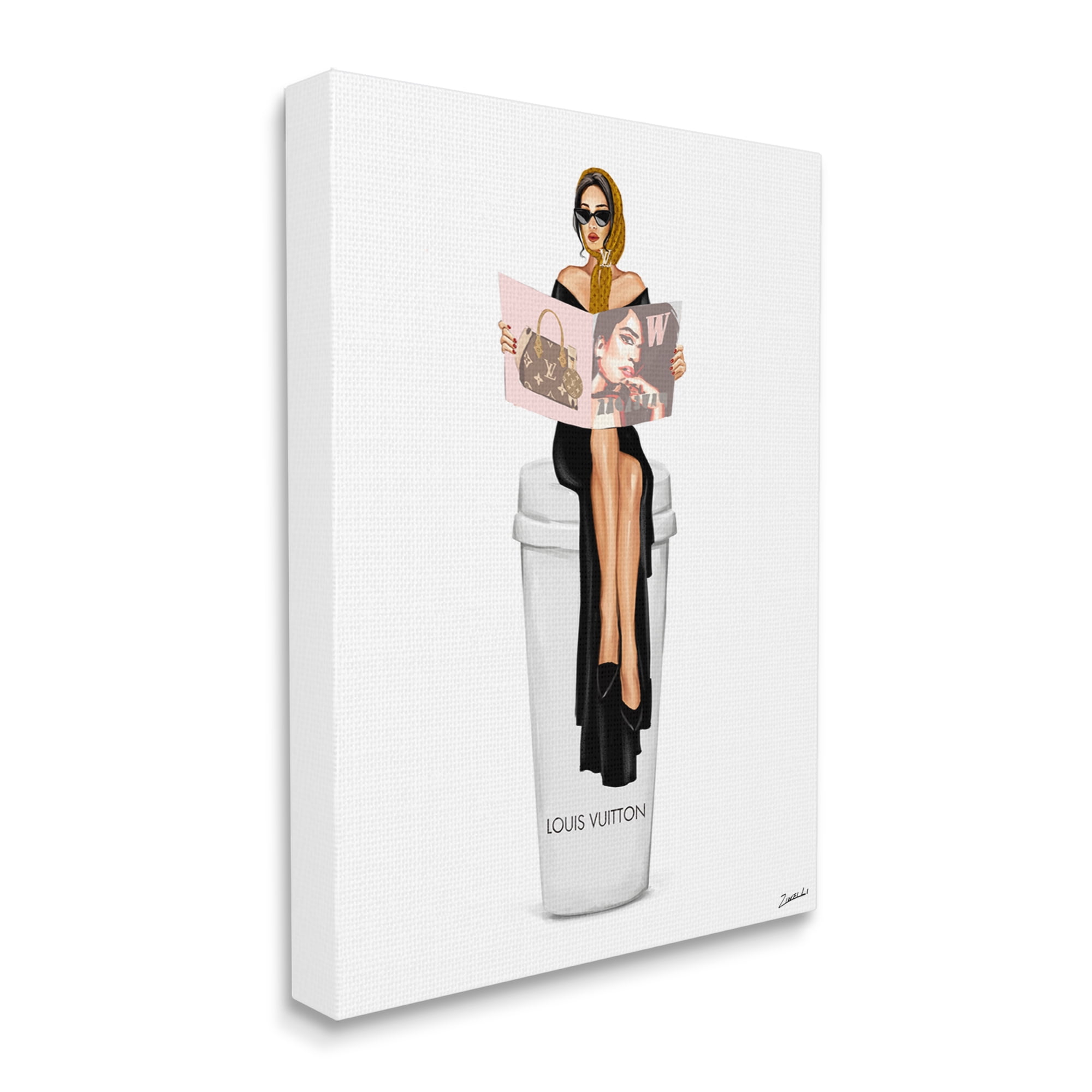 Stupell Industries Girl Reading on Coffee Food & Beverage Painting Gallery Wrapped Canvas Print Wall Art, 24 x 30