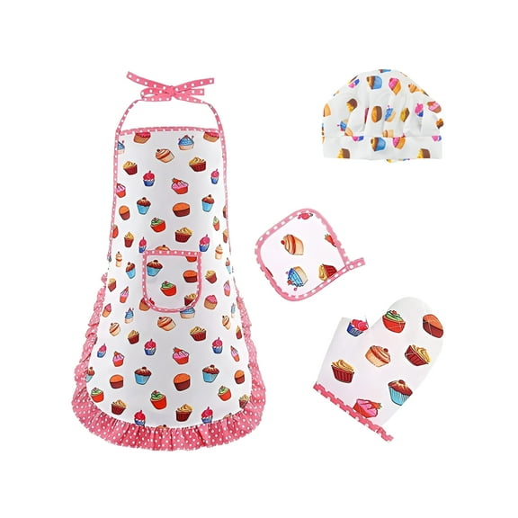 TELOLY Kids Apron Baking Bib Apron For Child Cute Chef Apron With Pockets For Gardening Painting Adjustable Kitchen Apron For Little Helper Girls Daughters Toddlers Gift kids aprons for cooking