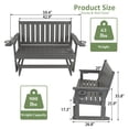 thumbnail image 3 of Poly Lumber Patio Glider, HIPS Material Weather-Resistant Swing Bench for Outdoor Porch Garden (Gray, 2-Seater), 3 of 8