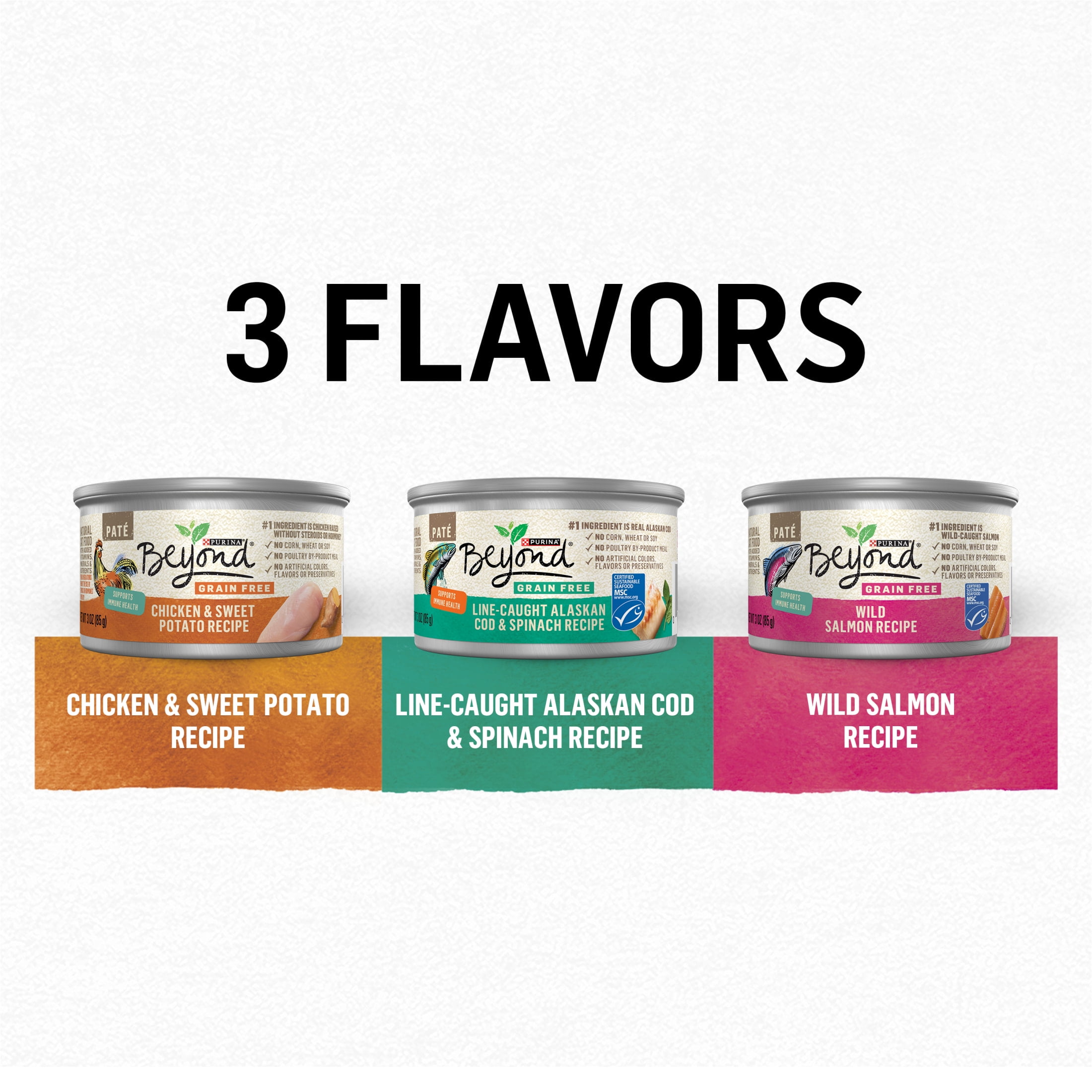(4 pack) (6 Pack) Purina Beyond Grain Free, Natural Pate Wet Cat Food, Grain Free Pate Variety Pack, 3 oz. Cans