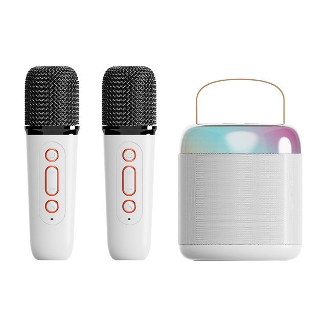Altavoces Bluetooth Inalámbrico Sistema de Sonido Portátil de Karaoke para el Hogar con Micrófonos Dobles, Subwoofer de 5W Y Batería de 12H para Cantar Al Aire Libre Ktv Pequeño para el Hogar, Chip Bl
