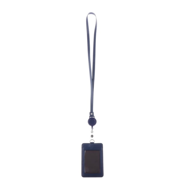 Titular de la tarjeta de identificación de la tarjeta de del cuero de la PU vertical de 2 caras con la oficina de negocios de la correa Azul real Yuyangstore Porta credencial con cordón