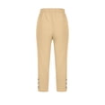thumbnail image 5 of Capri Pants for Women Cotton Linen Summer Casual Elastic Waist Drawstring Straight Leg Cropped Trouser with Pockets, 5 of 5